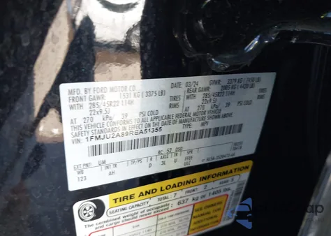 2024 Ford Expedition Limited z USA, uszkodzony, nr VIN 1FMJU2A89REA51355